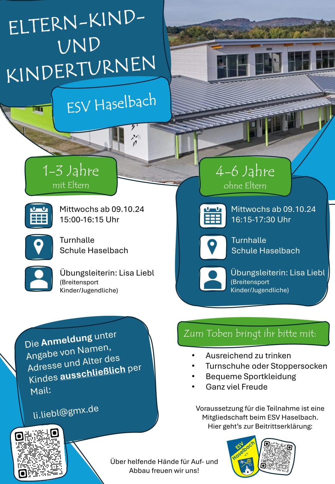 Kinderturnen beim ESV Haselbach startet wieder